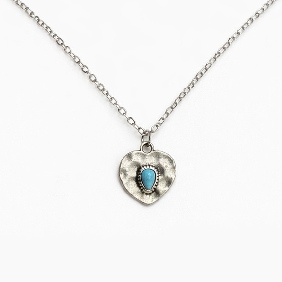 Zara Jewelry - ⚜️ Silver Heart Pendant Necklace with Blue Accent